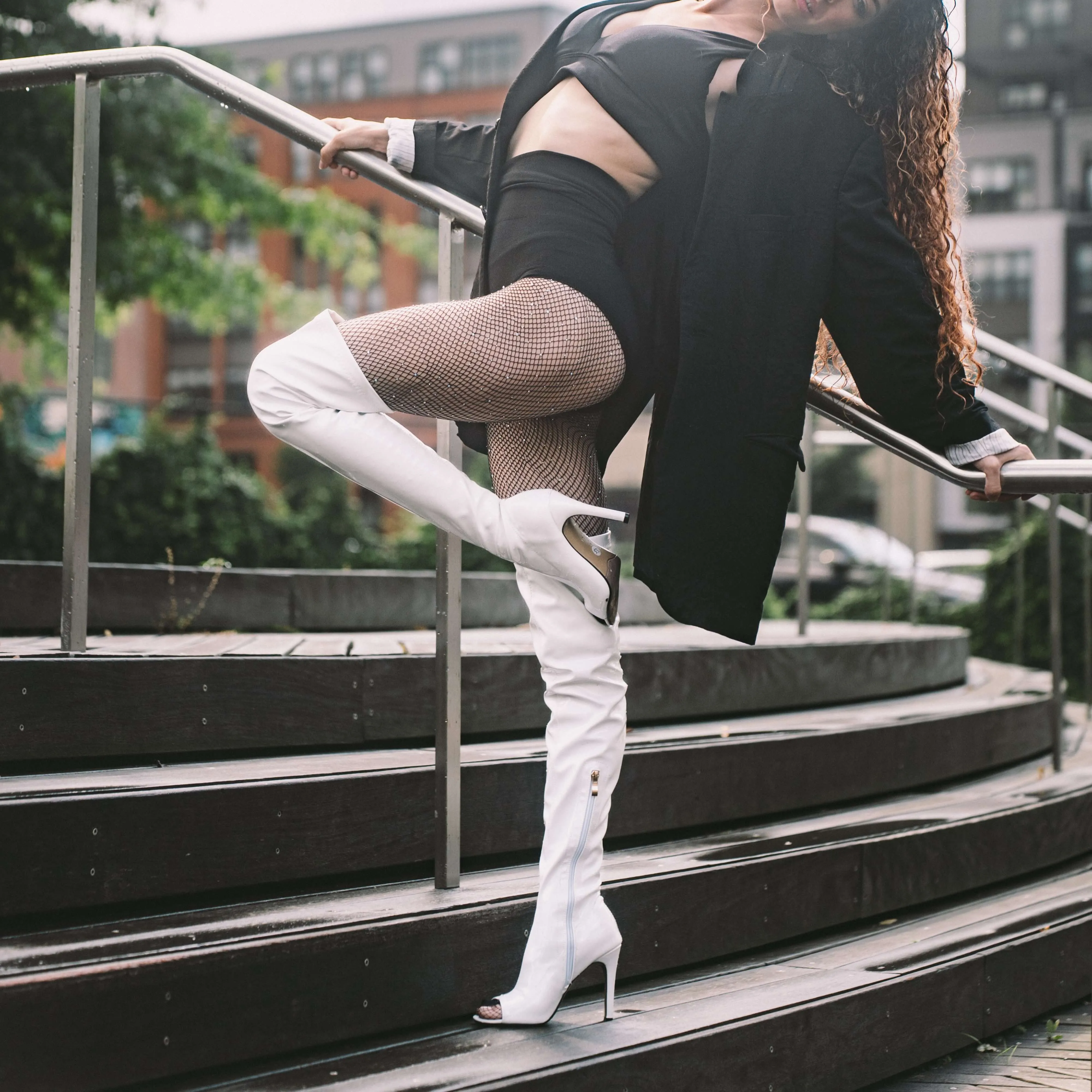 White Women's Open Toe Boots
