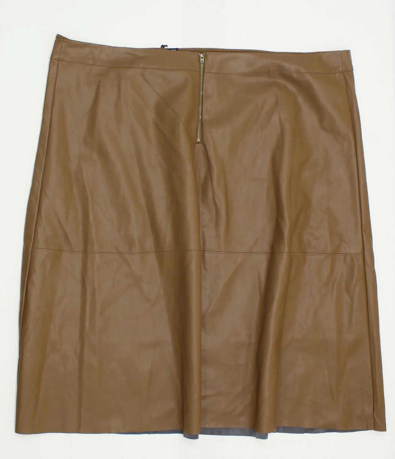 Who What Wear Women's Plus Size Paneled Faux Leather Swing Skirt Brown 26W