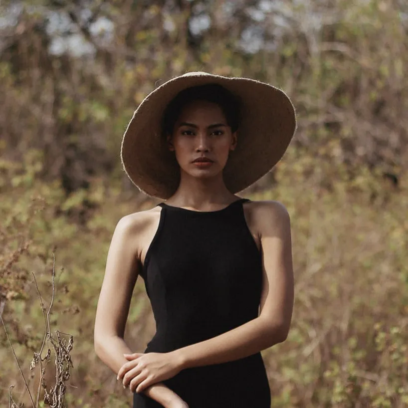 Wide Brim Jute Straw Hat, Beige