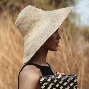 Wide Brim Jute Straw Hat, Beige