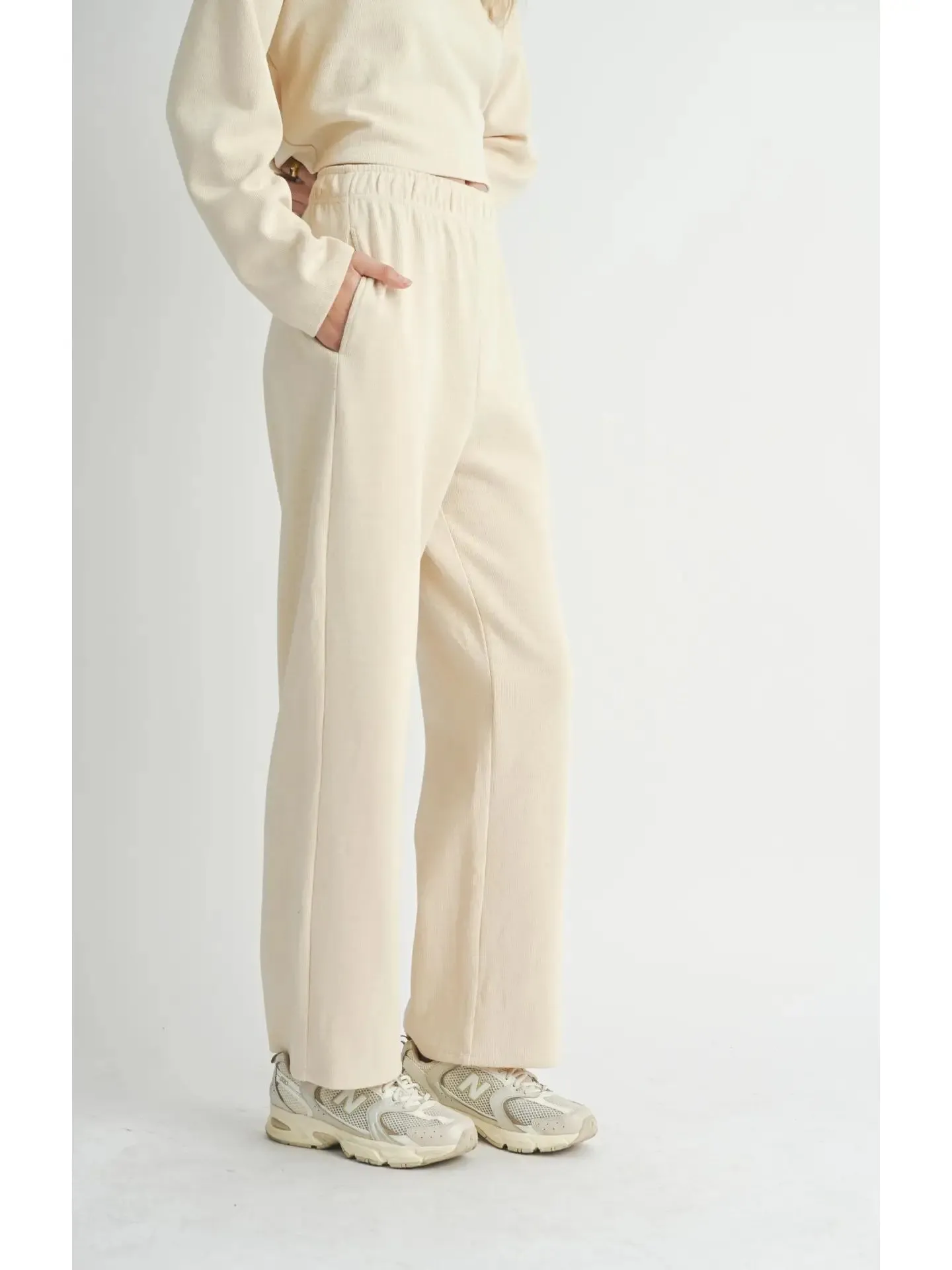 Wide Leg Sweat Pants {Cream}