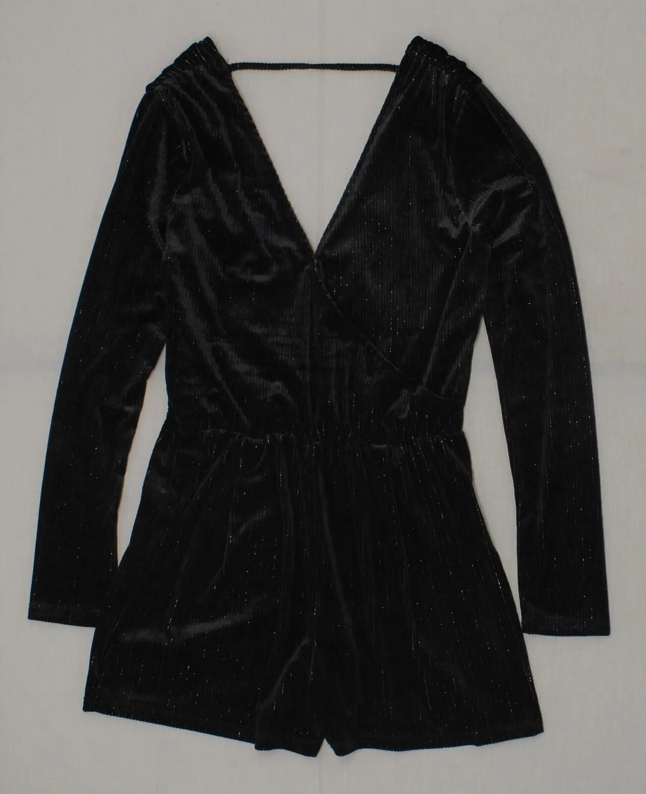 Wild Fable Women's Long Sleeve Textured Stripe Velour Wrap V-Neck Romper