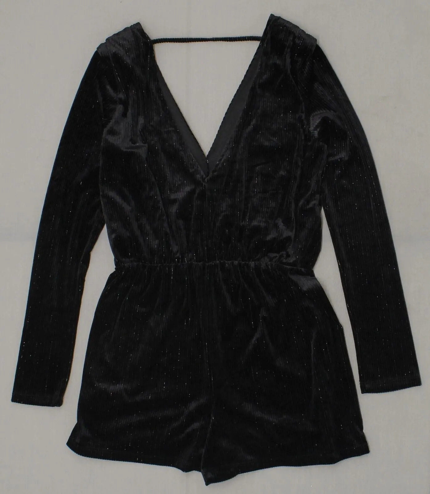 Wild Fable Women's Long Sleeve Textured Stripe Velour Wrap V-Neck Romper