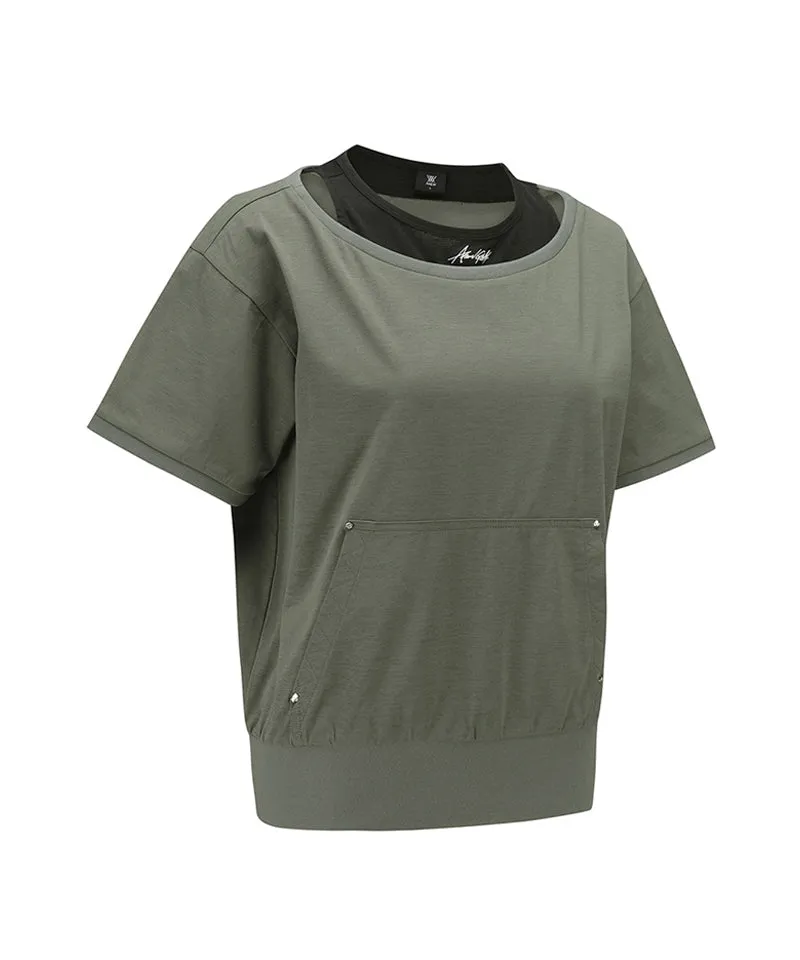 Women Layered  Detail Shirt - Khaki