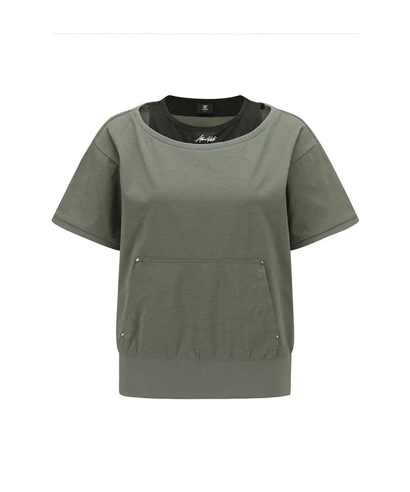 Women Layered  Detail Shirt - Khaki