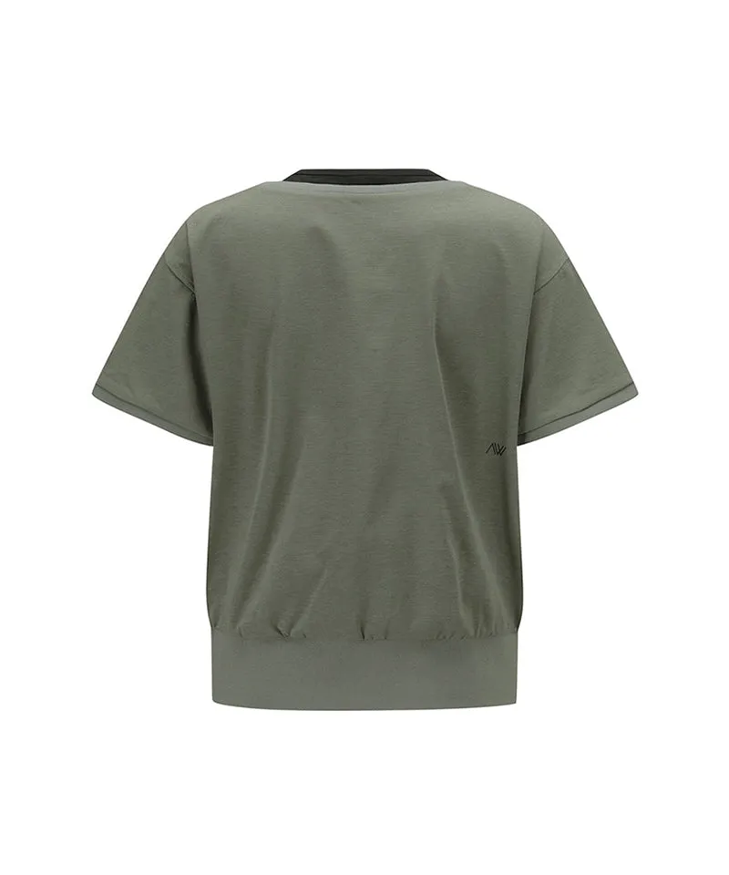 Women Layered  Detail Shirt - Khaki