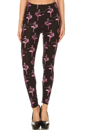 Women's 3X 5X Ballerina Dance Music Ballet Pattern Print Leggings