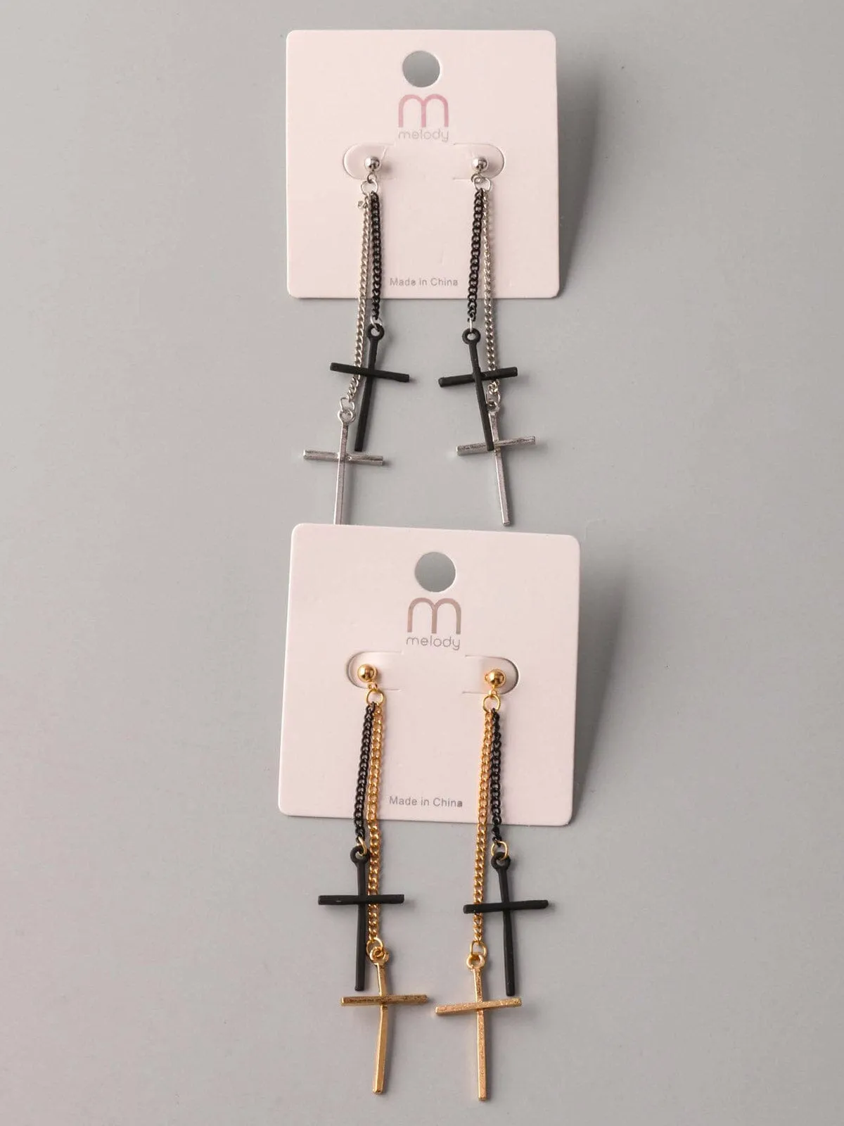 WOMEN'S ASSORTED COLORS CROSS EARRINGS