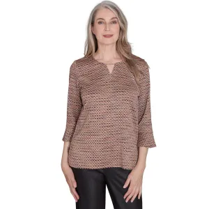 Women's Beaded Split Neck Space Dye Top - 71451