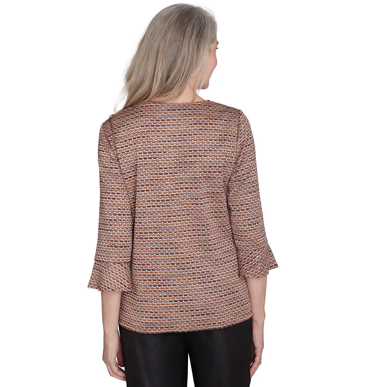 Women's Beaded Split Neck Space Dye Top - 71451