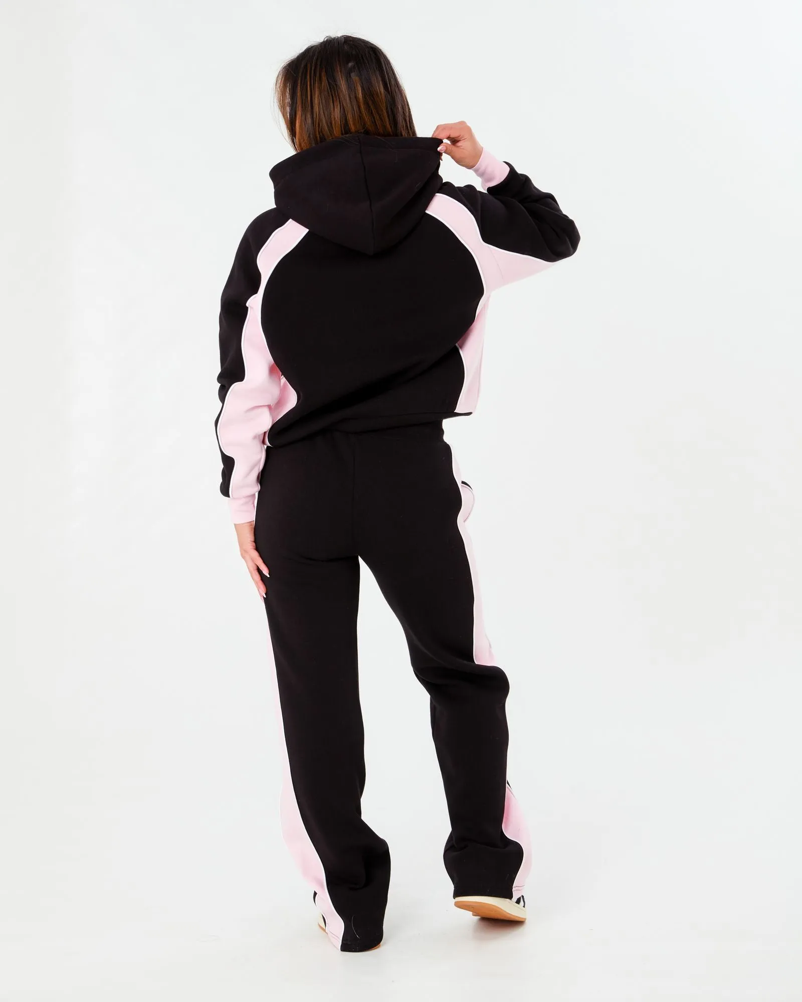 Women's Black Pink Sporty Hoodie