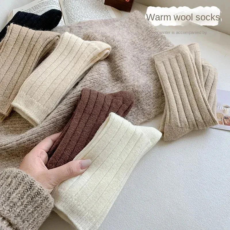 Women's Cashmere Wool Winter Socks - Thicken Warm Thermal Long Socks for Harajuku Fashion