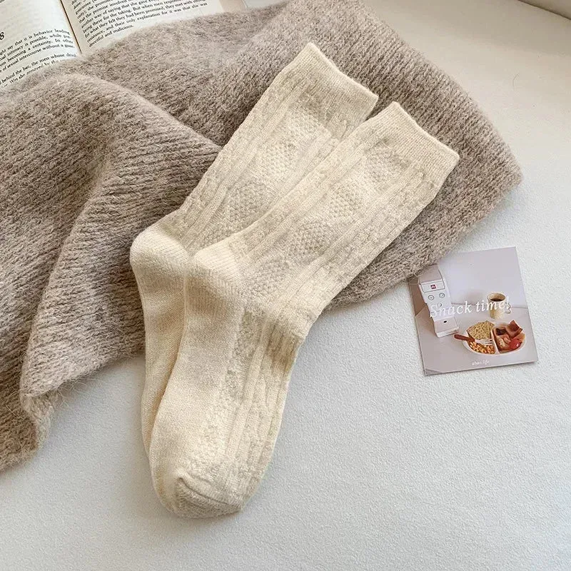 Women's Cashmere Wool Winter Socks - Thicken Warm Thermal Long Socks for Harajuku Fashion