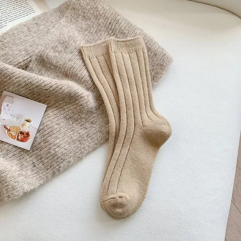 Women's Cashmere Wool Winter Socks - Thicken Warm Thermal Long Socks for Harajuku Fashion