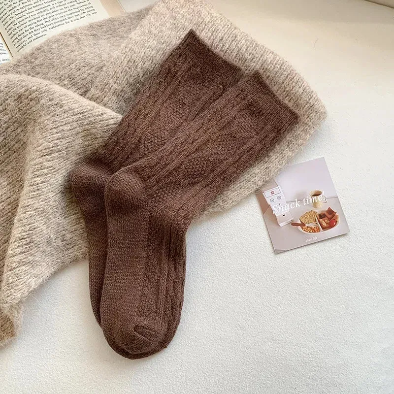Women's Cashmere Wool Winter Socks - Thicken Warm Thermal Long Socks for Harajuku Fashion