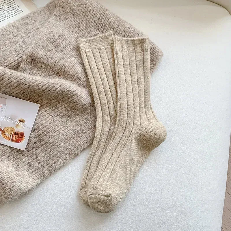 Women's Cashmere Wool Winter Socks - Thicken Warm Thermal Long Socks for Harajuku Fashion