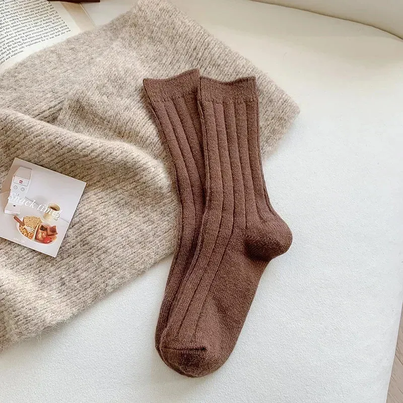 Women's Cashmere Wool Winter Socks - Thicken Warm Thermal Long Socks for Harajuku Fashion
