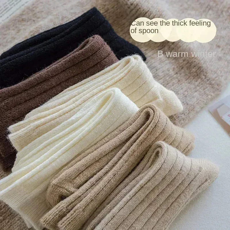 Women's Cashmere Wool Winter Socks - Thicken Warm Thermal Long Socks for Harajuku Fashion