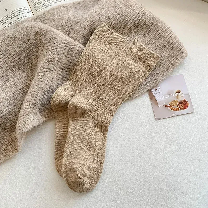 Women's Cashmere Wool Winter Socks - Thicken Warm Thermal Long Socks for Harajuku Fashion