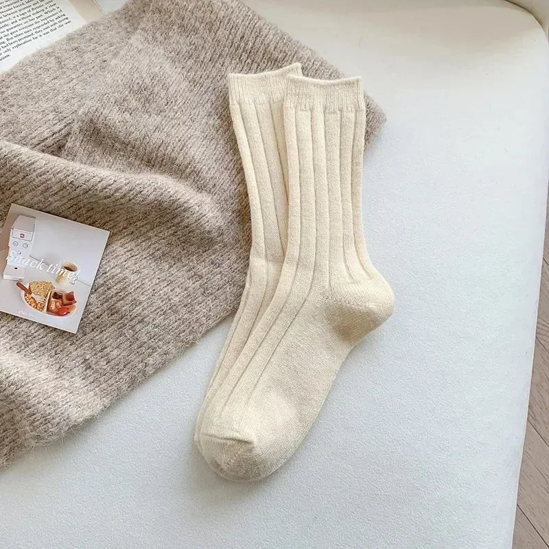 Women's Cashmere Wool Winter Socks - Thicken Warm Thermal Long Socks for Harajuku Fashion
