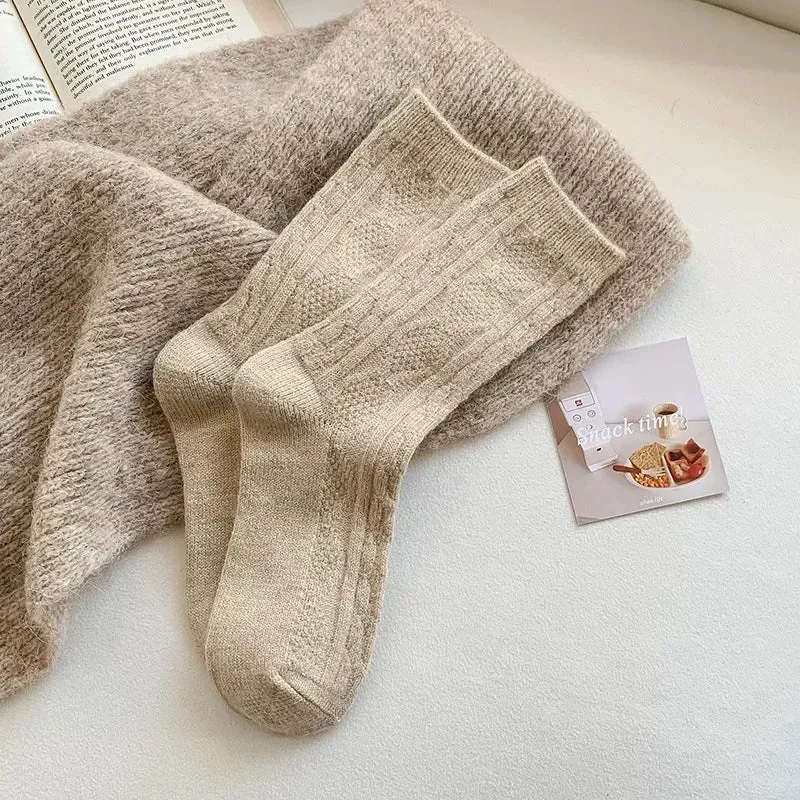 Women's Cashmere Wool Winter Socks - Thicken Warm Thermal Long Socks for Harajuku Fashion