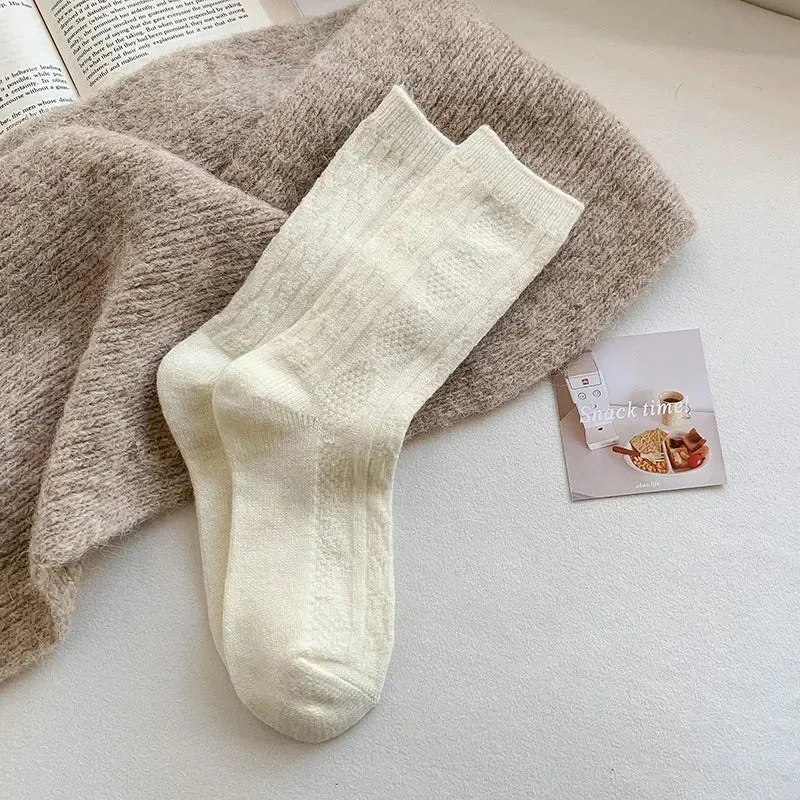 Women's Cashmere Wool Winter Socks - Thicken Warm Thermal Long Socks for Harajuku Fashion