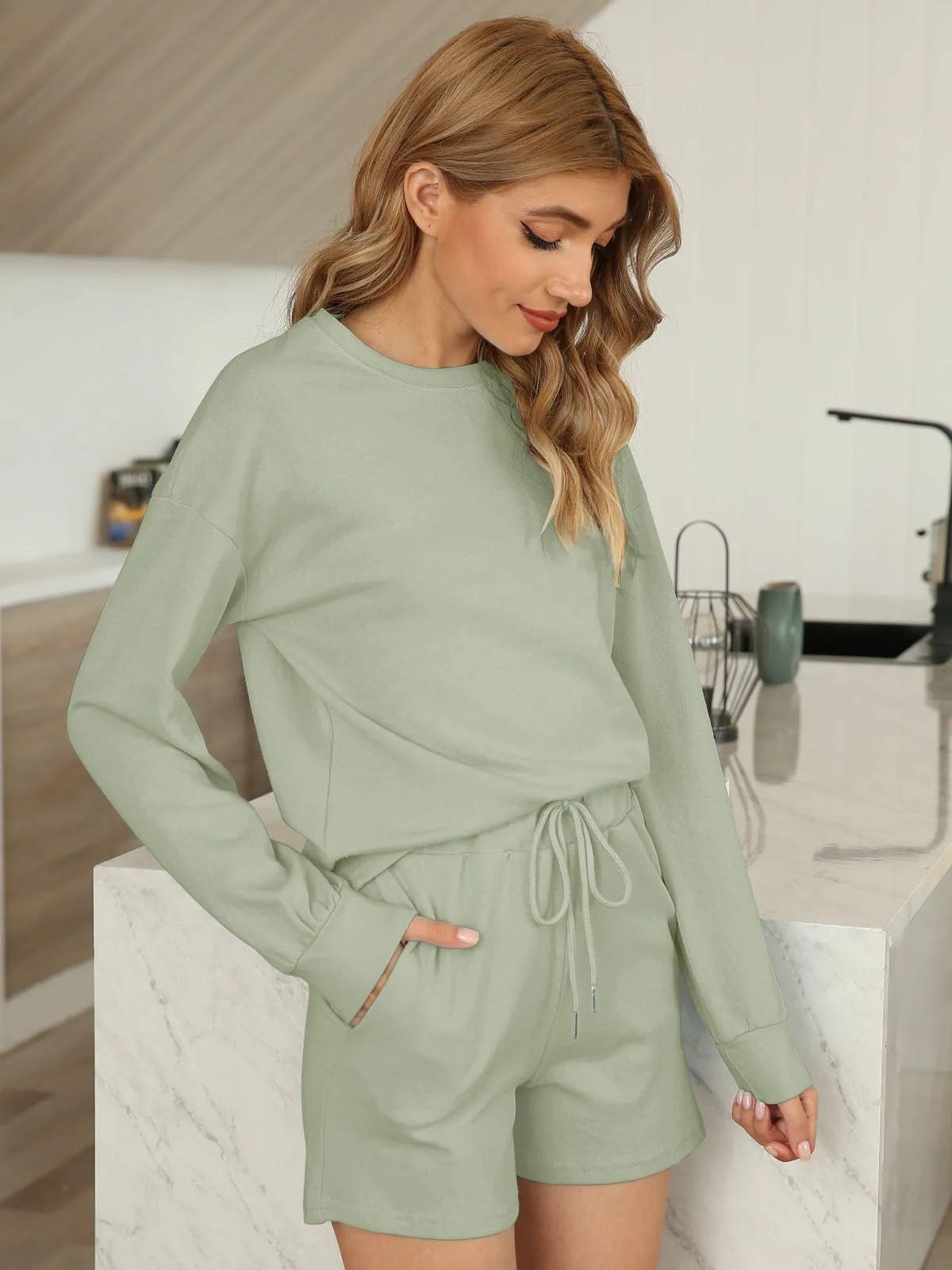 Women's Comfortable Pajamas Two-Piece Suit with Pockets