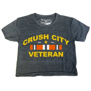 WOMEN'S - Crush City Veteran | Vintage Denim Raw Edge Crop