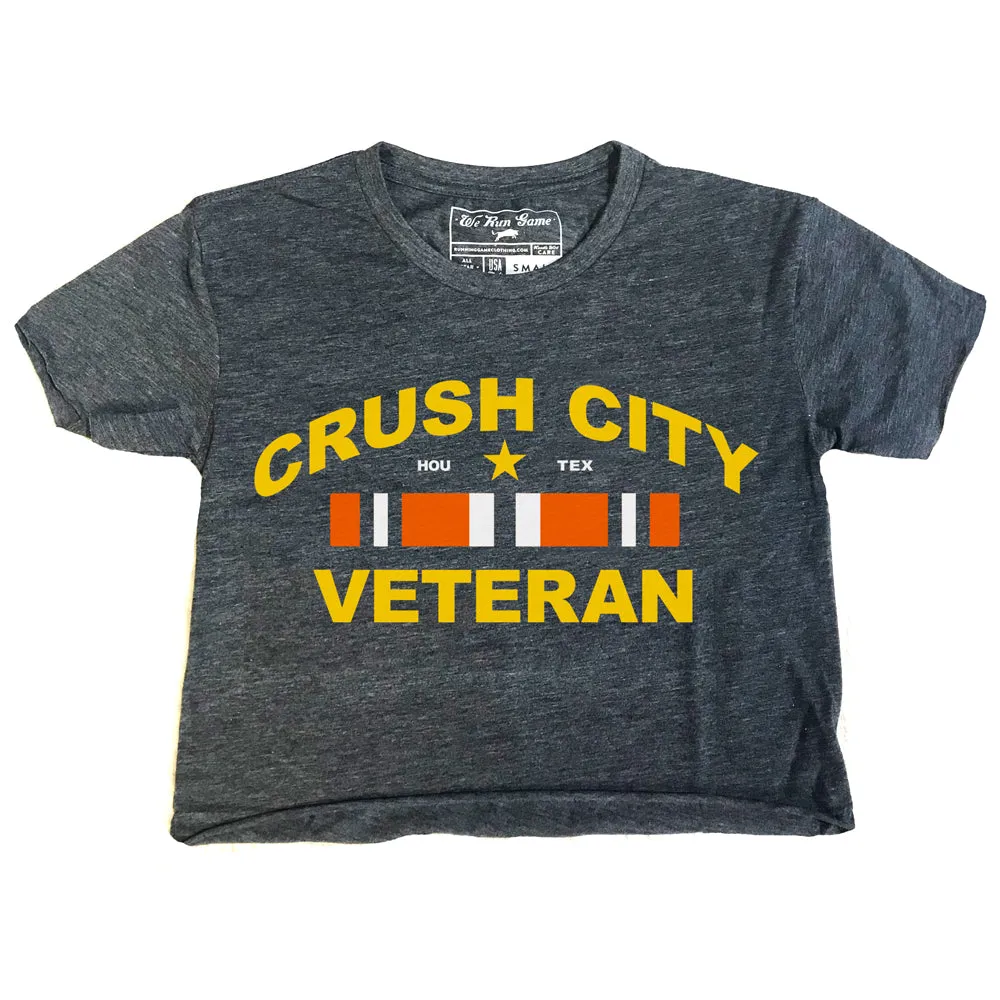 WOMEN'S - Crush City Veteran | Vintage Denim Raw Edge Crop