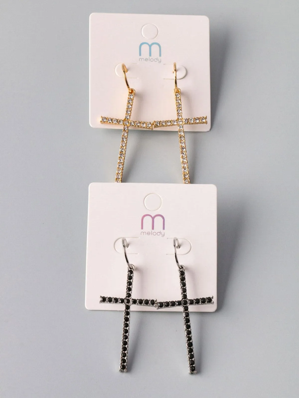 WOMEN'S FASHION GOLD & BLACK CROSS EARRINGS