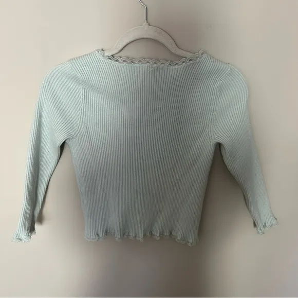 Women's FOR LOVE &amp; LEMONS Jolie Pastel Mint Green Cropped Cardigan Size XS