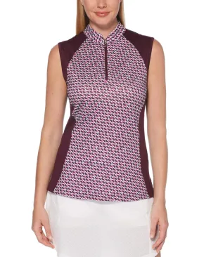 Womens Geo Print 1/4 Zip Shirt