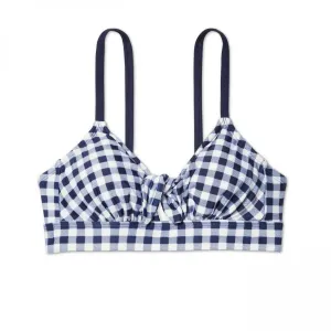 Women's Gingham Tie Front Bikini Swim Top