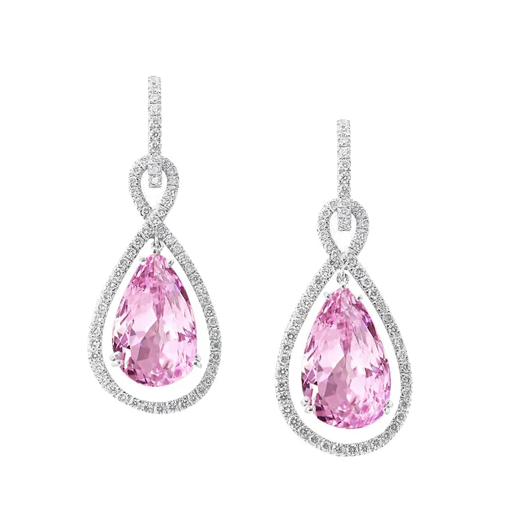 Women's Kunzite Natural Earth Mined Diamond Earrings