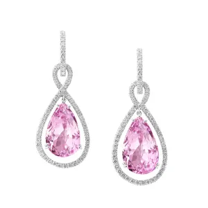 Women's Kunzite Natural Earth Mined Diamond Earrings