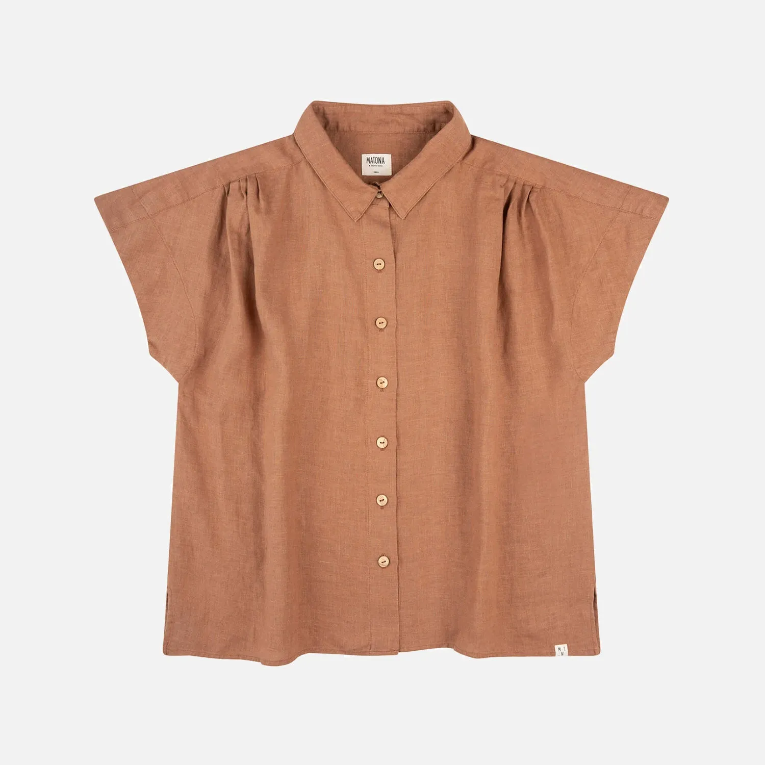 Women's Linen Blouse - Coffee