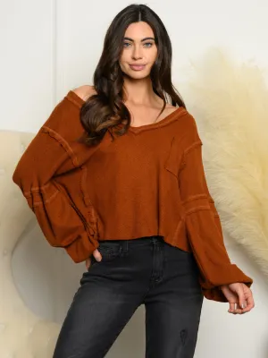 WOMEN'S LONG SLEEVE TEXTURED KNIT TOP