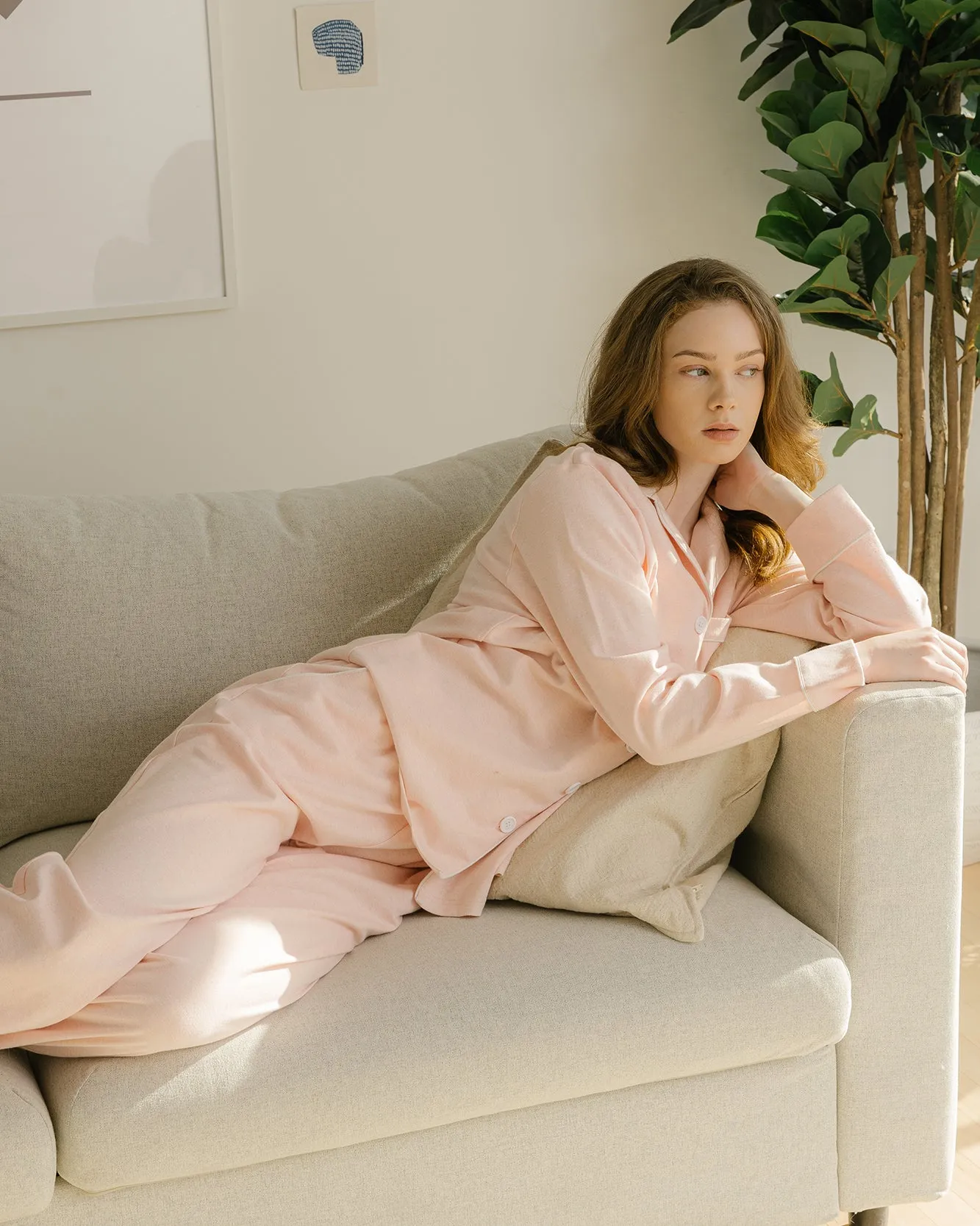 Women's Long-sleeved Loungewear Set (Pack of 2, top & bottom)