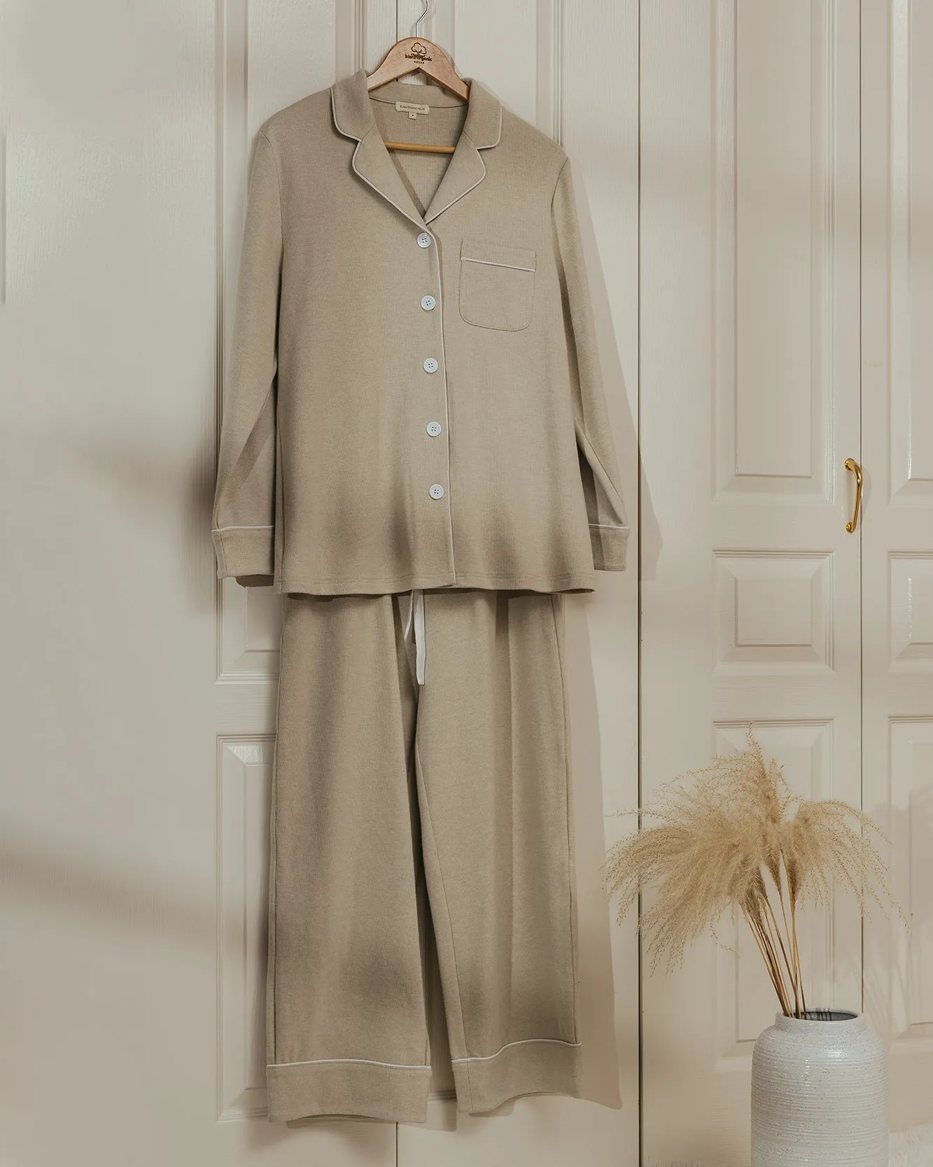 Women's Long-sleeved Loungewear Set (Pack of 2, top & bottom)
