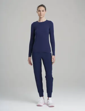 Womens Luxe Long Sleeve Underscrub Shirt - Navy