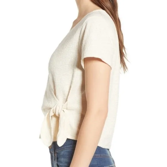 Women's Madewell Wrap-Tie Texture & Thread Top, Nordstrom Item! 100% Cotton, Bleached Linen, Sz XL! Retails $70 