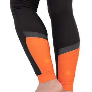 Womens Orange Winter Thermal Padded Cycling Tights