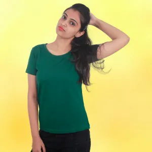 Women's Plain T-Shirt Bottle Green