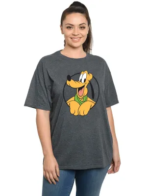 Women's Plus Size Disney Pluto Short Sleeve T-Shirt Charcoal Gray