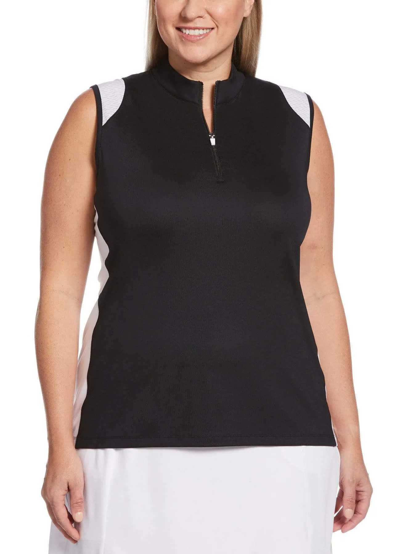 Womens Plus Two-Color 1/4 Zip Polo