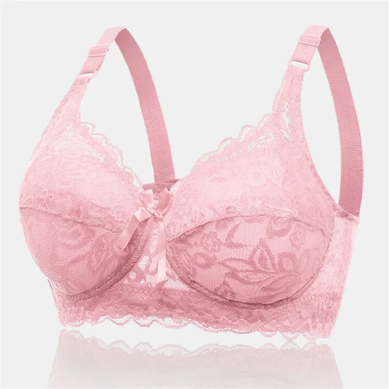 Women's Push Up Comfortable Floral Lace Bras - Blue