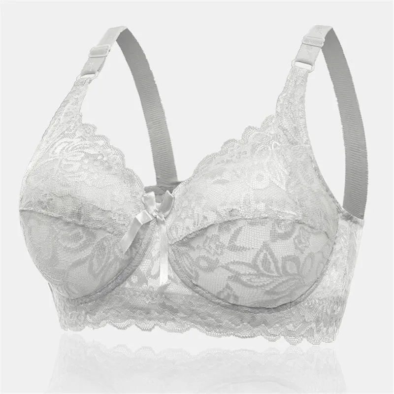 Women's Push Up Comfortable Floral Lace Bras - Blue