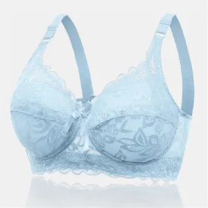 Women's Push Up Comfortable Floral Lace Bras - Blue