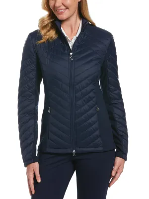 Womens Quilted Mixed Media Jacket