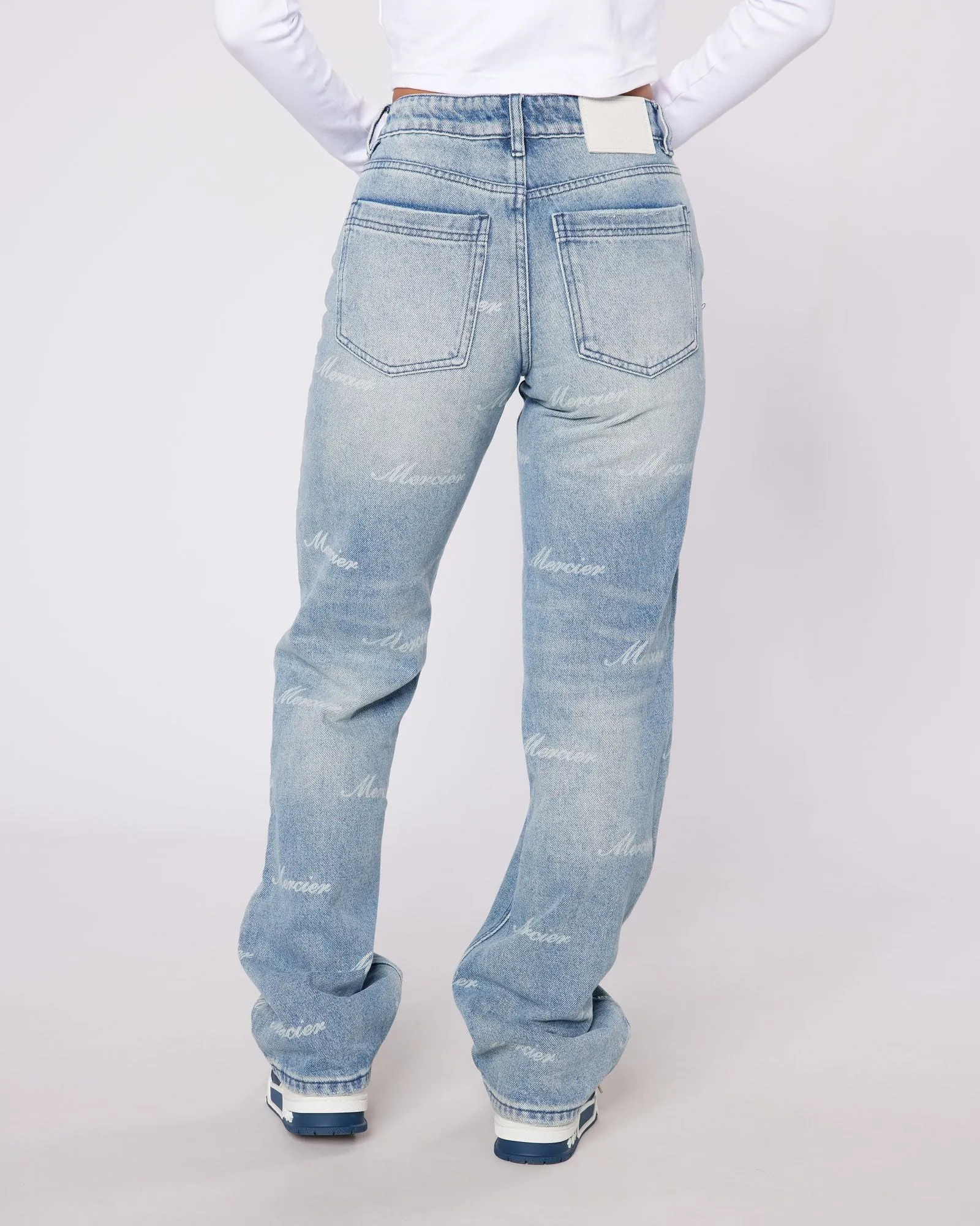 Womens Script Denim Jeans